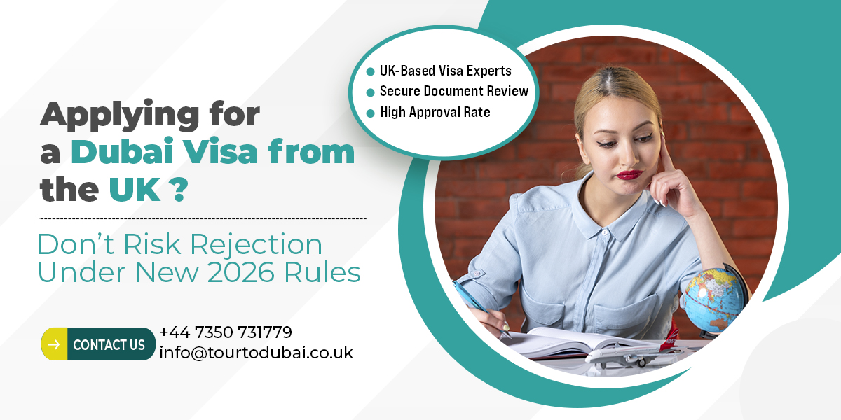 Woman applying for a Dubai visa from the UK under new 2026 immigration rules